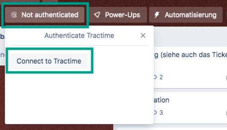 Authorize Tractime account in the board via button