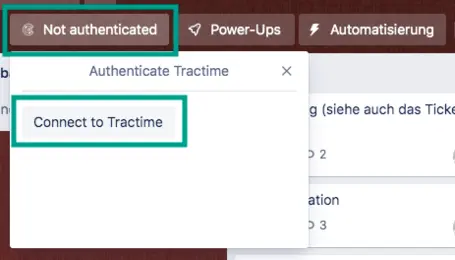 Authorize Tractime account in the board via button