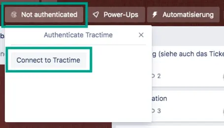 Tractime-Konto im Board über Button autorisieren