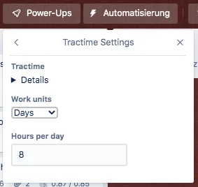 Tractime Einstellungen