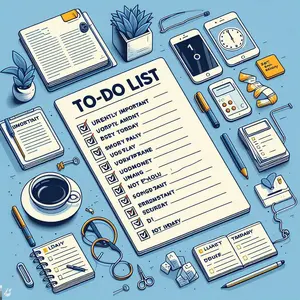 To-Do-Listen optimieren Bild: Blatt mit einer To-Do-Liste mit Büroartikeln daneben