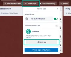 Trello Power-Ups Tractime Settings