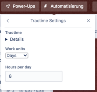 Tractime settings